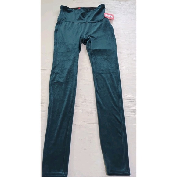 SPANX Pants - NWT Spanx High Waist Malachite Green Velvet Leggings sz  S Slimming